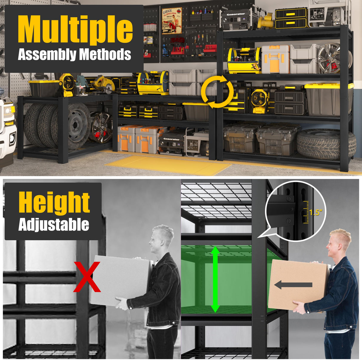 PrimeZone Heavy Duty Storage Shelves - 40" W X 20" D X 60" H Adjustable Garage Wire Shelving Unit, 4 Tier Industrial Metal Shelf Standing Utility Rack for Warehouse, Pantry, Basement, Black PrimeZone