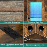 YITAHOME TV Stand for 65 Inch TV, Modern Entertainment Center with Power Outlet and LED Light, Farmhouse Media Console TV Cabinet with Adjustable Shelf & Glass Door for Living Room, 59'' Retro Brown YITAHOME