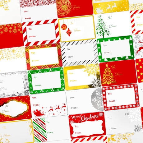 160 Pack Christmas Name Tag Stickers Present with Gold & Silver Foil, 3"x2" 32 Assorted Patterns of to from Christmas Labels Gift for Kids, Adults, Family, Friends, and Business. Solpla