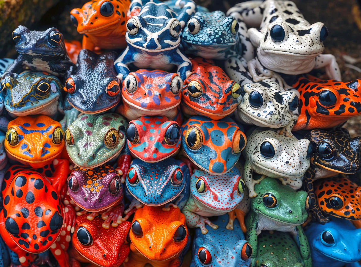 Cross & Glory - Frogtastic Kaleidoscope - 1000 Piece Jigsaw Puzzle for Adults | Vivid Frog Design | Satin Finish Cross & Glory