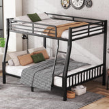 Full XL Over Queen Bunk Beds for Kids Teens Adults, Heavy-Duty Metal Bunk Bed Full Over Queen with Ladder and Slats Support for Boys Girls,Space-Saving,Noise Reduced,Black MoproBeti