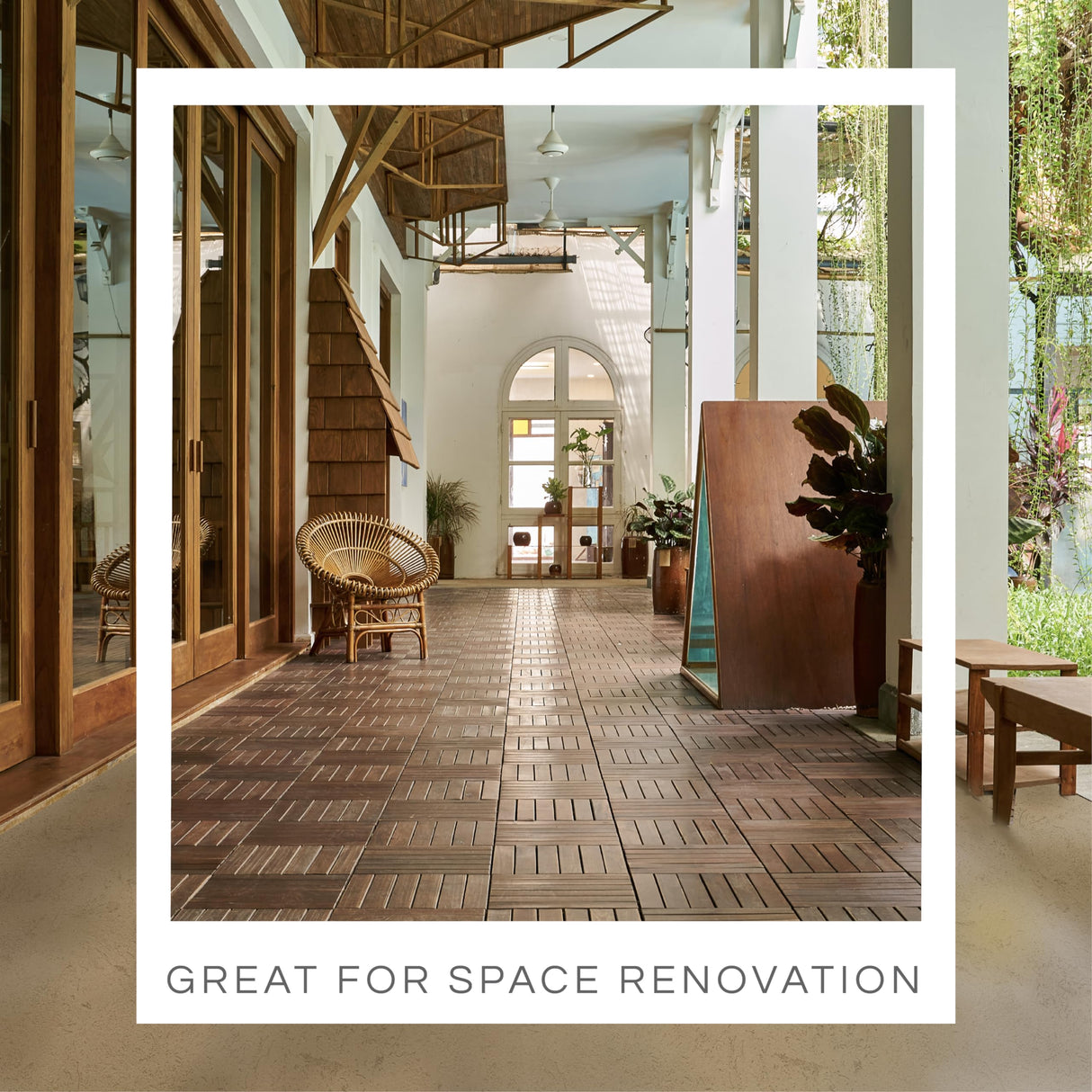 THYOI 10PCS 6 Slats Wood Deck Tiles, 12"x12" Interlocking Deck Tiles, Water Resistant for Indoor & Outdoor, Balcony Flooring, Square Joint (Dark Brown - Normal Base) THYOI