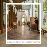 THYOI 10PCS 6 Slats Wood Deck Tiles, 12"x12" Interlocking Deck Tiles, Water Resistant for Indoor & Outdoor, Balcony Flooring, Square Joint (Dark Brown - Normal Base) THYOI