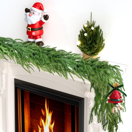 2 Pcs 6 Ft Artificial Norfolk Pine Garlands,Realistic Pine Garland,Artificial Greenery Garland for Christmas Table,Mantle, Wall, Indoor, Outdoor Decorations Impouo