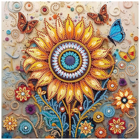 Sanjee 5D Special Shape Diamond Art Kits for Beginners, Sunflower Diamond Painting Kits for Adults, Crystal Rhinestones Diamond Painting for Home Wall Decoration Gift, 12×12inch Sanjee
