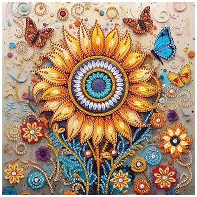 Sanjee 5D Special Shape Diamond Art Kits for Beginners, Sunflower Diamond Painting Kits for Adults, Crystal Rhinestones Diamond Painting for Home Wall Decoration Gift, 12×12inch