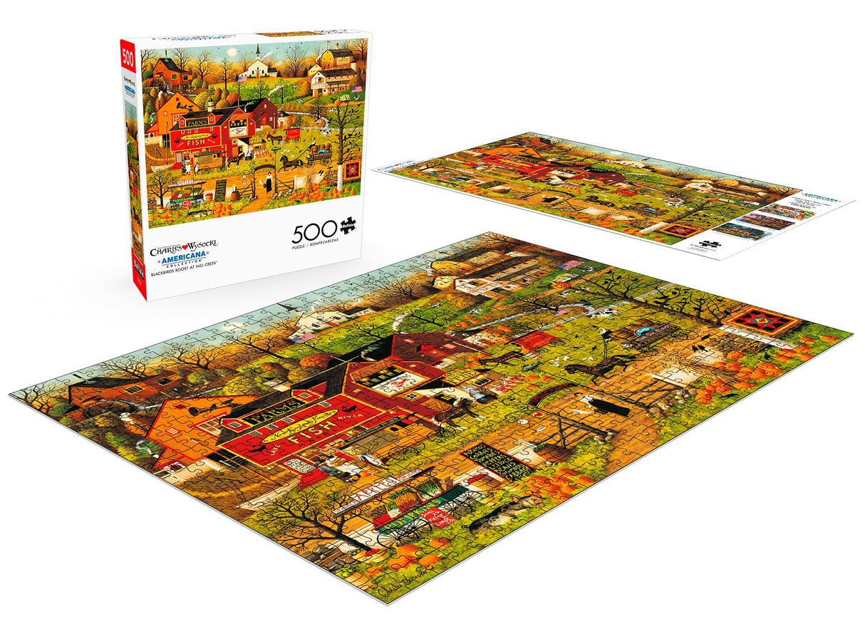 Buffalo Games - Charles Wysocki - Blackbirds Roost at Mill Creek - 500 Piece Jigsaw Puzzle for Adults -Challenging Puzzle Perfect for Game Nights - Finished Size is 21.25 x 15.00 Buffalo Games