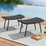 Tangkula Set of 2 Patio Ottomans, Multipurpose Rattan Ottomans w/Padded Quick Dry Foam & Heavy-Duty Metal Legs, Outdoor Wicker Footrest Extra Seating for Poolside, Backyard All Weather Resistant Tangkula