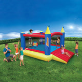 BANZAI Inflatable 13' Water Slide Park Plus 12' Bounce House 2 for 1 Value Pack w Free Air Blower- Inflates in Under 2min- Heavy Duty Kids Adventure Park Pool with Sprinkler 12’x9 XL Bouncy Castle BANZAI