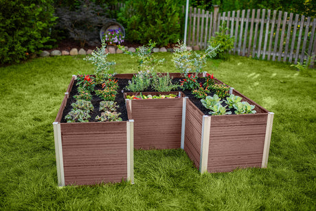 Vita Urbana 6 Foot x 6 Foot Embossed Vinyl Keyhole Garden with Composting Basket, Espresso Brown, PVC, BPA and Pthalate Free, VT17507 Vita