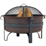 Sunnydaze 29-Inch Bronze Cauldron Wood-Burning Fire Pit Bowl - Includes Portable Poker and Spark Screen Sunnydaze