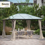 Outsunny 10' x 12' Universal Gazebo Sidewall Set with Panels, Hooks and C-Rings Included for Pergolas and Cabanas, Beige Outsunny