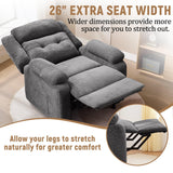 Korser Power Recliner Chair for Adults, Oversized Electric Recliner with Thickened Cushions, Chenille Fabric Reclining Chair for Living Room, Bedroom, Grey Korser