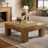 Tribesigns 39.4-Inch Square Coffee Table for Living Room, Farmhouse All MDF Accent Center Cocktail Table with Sturdy Wooden Legs, Easy Assembly, Rustic Brown Tribesigns