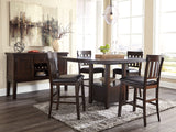 Signature Design by Ashley Haddigan Traditional Rectangular 36" Counter Height Dining Extension Table, Dark Brown Signature Design by Ashley