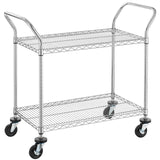 Finnhomy 2-Tier Commercial Grade Rolling Cart, Heavy Duty Utility Cart, Carts with Wheels and Handles, Kitchen Cart on Wheels, Metal Serving Cart with 500 lbs Capacity, Shelf Size 20" D x 36" W, NSF Finnhomy