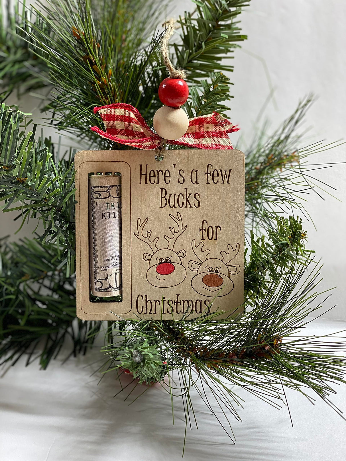 Wooden Money Holder - Christmas - Wooden - Few Bucks - Ornament - Gift for Him Her Little Man Cave No Girls Allowed (Except Mommy!)