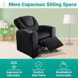 Naomi Home Suri Kids Recliner Chair with Cup Holder & Footrest, Black Chenille - Cozy Lounge for Toddlers & Children Naomi Home