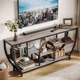Tribesigns TV Stand for Televisions up to 80 Inches, 70.9 Inches Entertainment Center with Storage Shelves, Wood TV Media Console Table Unit for Living Room, Bedroom, Grey Tribesigns