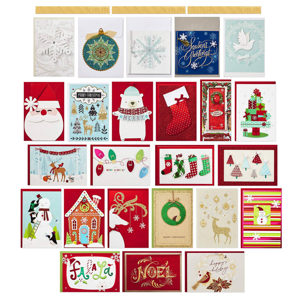 Hallmark Boxed Handmade Christmas Cards Assortment (Set of 24 Special Holiday Greeting Cards and Envelopes) (1XPX5156) Hallmark