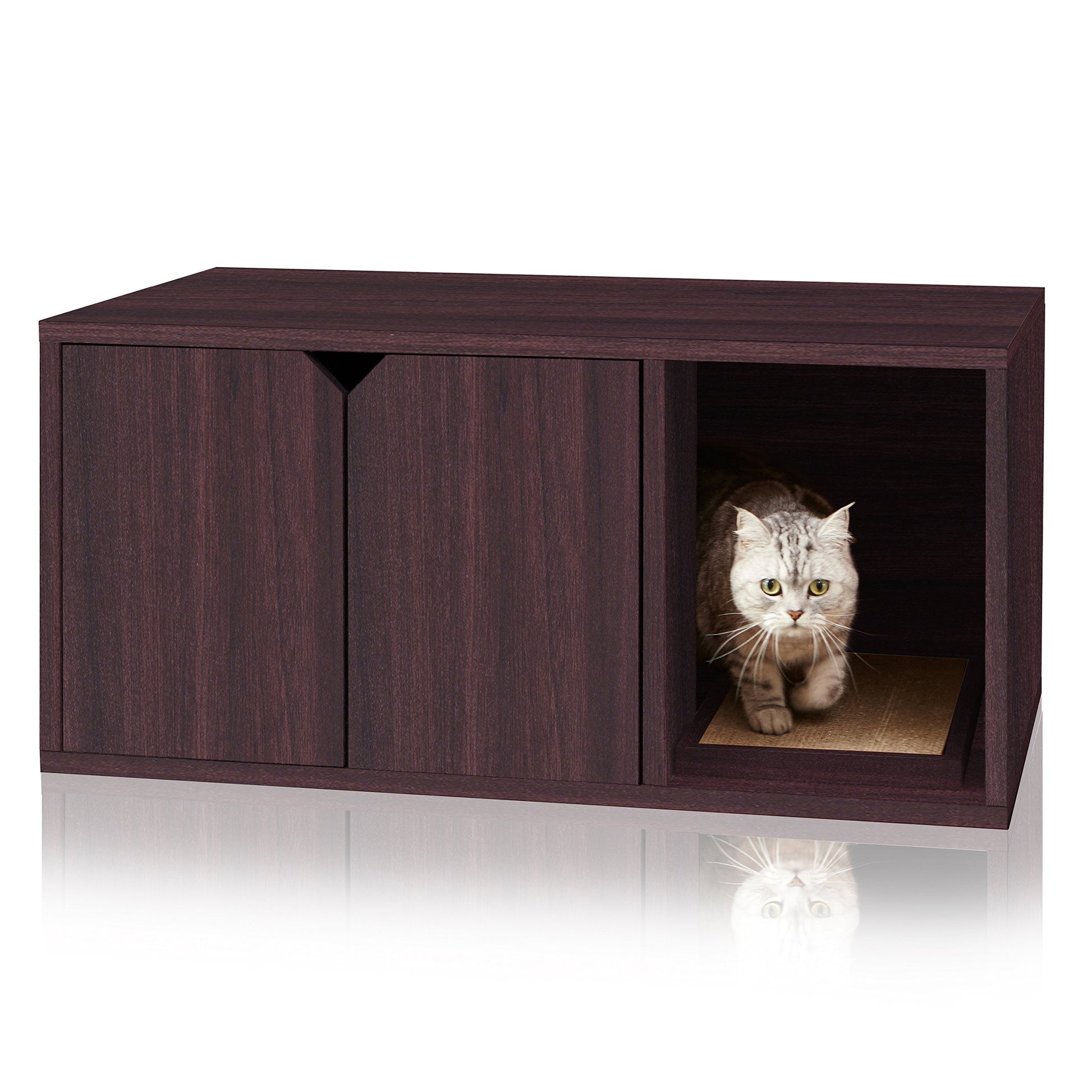 WAY BASICS Cat Litter Box Enclosure Hidden Furniture (Scratch Pad Included) - WoodArtSupply