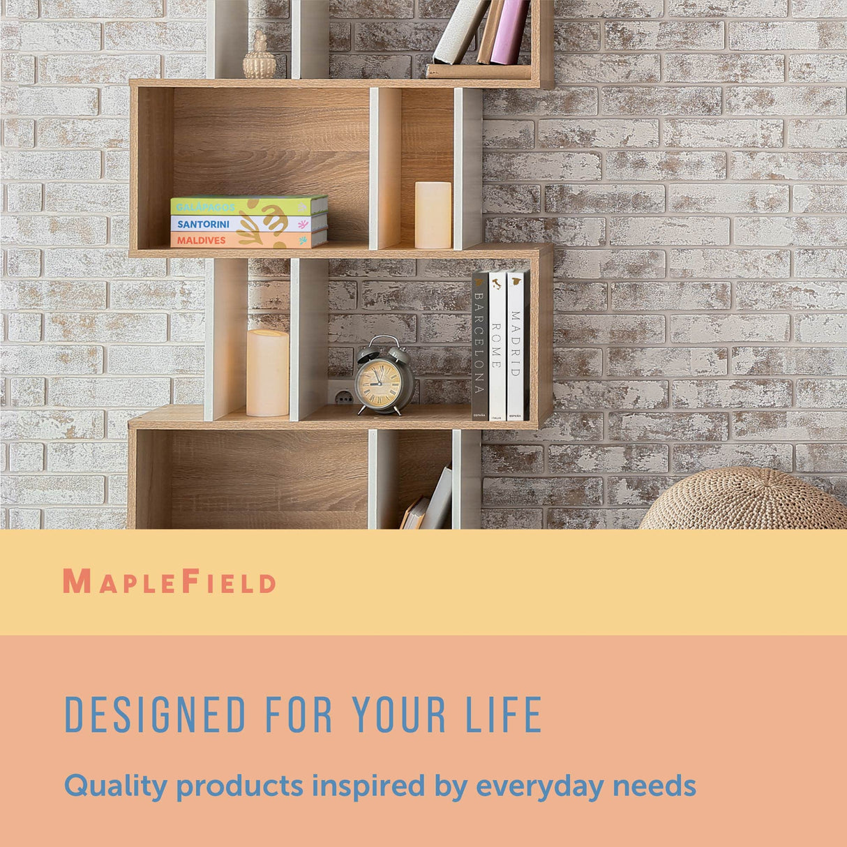 Maplefield XL Travel-Themed Blank Book Set of 3 for Writing, Home Decor, Coffee Table, Bookshelves – Luxury Decor (Maldives, Santorini, Galapagos) Maplefield