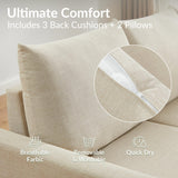 ODIKA U Shaped Convertible Sleeper Sofa Bed, Sectional Couch for Living Room - Dual USB-C Charging, Pull Out Bed, Reversible Chaise with Storage & Pockets, Removable & Washable Beige Linen Covers ODIKA