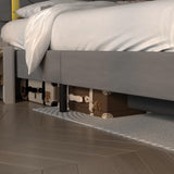 Fastroby Full Size Bed Frame with Adjustable Headboard and 2 Storage Drawers, Upholstered Bed Frame Full with RGB LED Light and Charging Station, Easy Assembly, No Box Spring Needed, Grey Fastroby