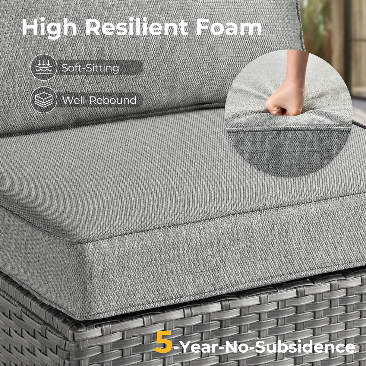 HOOOWOOO Patio Outdoor Sectional Furniture Sofa Set with Fire Pit Table,10 Piece L Shaped Wicker Couch Set with Swivel Chairs,Modern 8 Persons Summer Patio Conversation Set(Charcoal Gray) HOOOWOOO