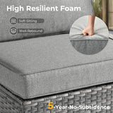 HOOOWOOO Patio Outdoor Sectional Furniture Sofa Set with Fire Pit Table,10 Piece L Shaped Wicker Couch Set with Swivel Chairs,Modern 8 Persons Summer Patio Conversation Set(Charcoal Gray) HOOOWOOO