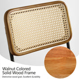 Art Leon Rattan Dining Chairs, Set of 2, Rubber Wood Frame, Mid Century Modern Dining Room Chairs with Rattan Woven Back, Faux Leather Upholstered Kitchen Chairs with Black Metal Legs, Yellow Brown Art Leon