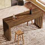 Tribesigns 63-inch Bar Table, Farmhouse Counter Height Pub Dining Table, Rectangular Kitchen Bar Height Table for Dining Room, Bistro, Restaurant,Rustic Brown Tribesigns