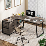 Tribesigns L-Shaped Desk with 3 Drawers, Reversible Corner Home Office Computer Desk with Shelves, 53-Inch Industrial PC Desk Study Writing Table Workstation for Small Space, Grey Tribesigns