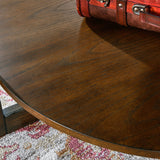 PADMA HOUSE 33.5" Round Wood Coffee Table, 2-Tier Solid Wood Rounded Circle Accent Coffee Table Center Cocktail Table Vintage Furniture for Home Living Room Bedroom,Espresso Brown 3338NC PADMA HOUSE