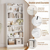 Yaheetech 7-Tier Open Bookcase and Bookshelf, Modern Simple Floor Standing Display Storage Shelves with Top Open Compartment for Home Office, Living Room, Bed Room - White Yaheetech