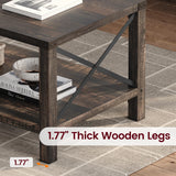 IDEALHOUSE Farmhouse Coffee Table 2-Tier Rustic Center Table Living Room Rectangle Cocktail Table Vintage Wood Look Tea Table with Shelf and X Metal Frame, Easy Assembly IDEALHOUSE