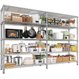 REIBII 70" W Wire Shelving Load 1500LBS, Metal Shelving 5-Tier Storage Shelves Metal Shelves for Storage Adjustable Shelving Rack for Pantry Kitchen Commercial School 70" W*15.8" D*72.4" H,Chrome REIBII