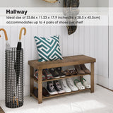 SMIBUY Bamboo Shoe Rack Bench, 3-Tier Shoe Organizer Storage Shelf for Entryway Hallway Bathroom Living Room (Walnut) SMIBUY