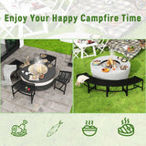 Timechee Metal Curved Fire Pit Bench Set of 4, Outdoor Fire Pit Seating, Steel Backless Outside Fire Pit Bench for Garden, Patio, Porch, Backyard, Plant Stand, Heavy Duty Plant Holder, Style 3, Black Timechee