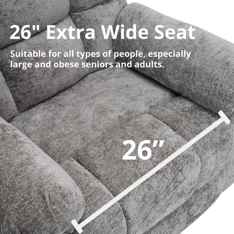 RUTOX Oversized Power Lift Recliner Chair for Elderly, Electric Lift Chair with Masssage and Heat, Overstuffed Power Recliner for Adults, 3 Positions,USB Ports, Side Pockets,Grey RUTOX