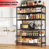 REIBII 6 Tier Wire Shelving,1800LBS Storage Shelves Metal Shelves for Storage Rack,75''H Adjustable Garage Shelving Heavy Duty Shelving Units Pantry Shelf Kitchen,75''HX35.5''WX18''D REIBII