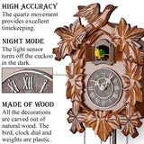 TIMEGEAR Cuckoo Clock with Night Mode, Hand Carved Decorations and Swinging Pendulum (Brown) TIMEGEAR