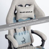 Blue Whale Gaming Chair for Adult 350lbs Computer Chair with Adjustable Lumbar Support Headrest and Footrest Large Size Reclining Gaming Chair Big and Tall Linkage Armrest Computer Chair Grey Blue Whale