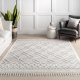 nuLOOM 5x8 Ansley Moroccan Tassel Area Rug, Light Grey, High-Low Textured Bohemian Design, Plush High Pile, Stain Resistant, For Bedroom, Living Room, Hallway, Entryway nuLOOM