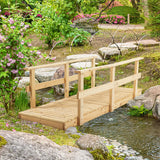 Outsunny 7' Wooden Garden Bridge with Safety Rails, Outdoor Footbridge for Ponds, Creeks, Backyard, Natural Outsunny