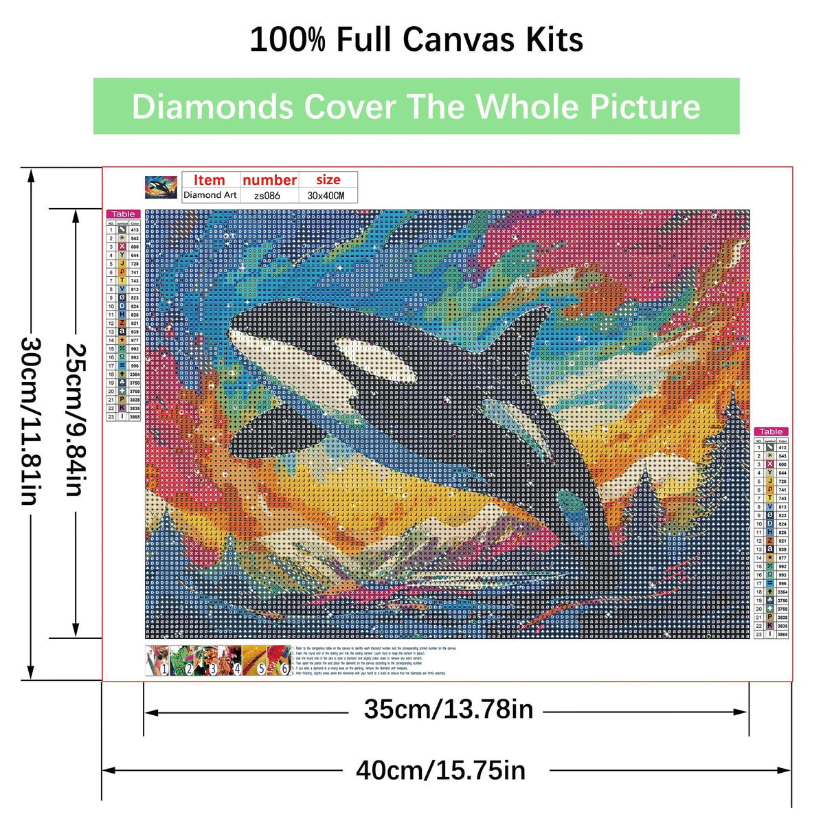zhuoyaju Whale Diamond Painting Kits for Adults, 5D Sea Animals Whale Diamond Art Kits for Adults Beginner, DIY Full Round Drill Diamond Dots Gem Painting Kit for Home Wall Decor 12 x 16 Inch zhuoyaju