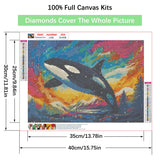 zhuoyaju Whale Diamond Painting Kits for Adults, 5D Sea Animals Whale Diamond Art Kits for Adults Beginner, DIY Full Round Drill Diamond Dots Gem Painting Kit for Home Wall Decor 12 x 16 Inch zhuoyaju