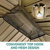 YITAHOME 10x12ft Gazebo Hardtop with Nettings and Curtains, Heavy Duty Double Roof Galvanized Steel Outdoor Combined of Horizontal Vertical Stripes Roof for Patio, Backyard, Deck, Lawn, Bronze YITAHOME