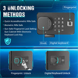 Greenvelly 53" Wall Gun Safe,Gun Safes for Rifles and Pistols with Biometric Fingerprint Lockable Door, 4 Rifle Safe with 3 Removable Shelves for Home Office, Bedroom,Livingroom(Black) Greenvelly