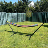 SZHLUX Double Hammock with Stand Included 450lb Capacity Steel Stand, Premium Carry Bag Included and Two Anti Roll Balance Beam SZHLUX